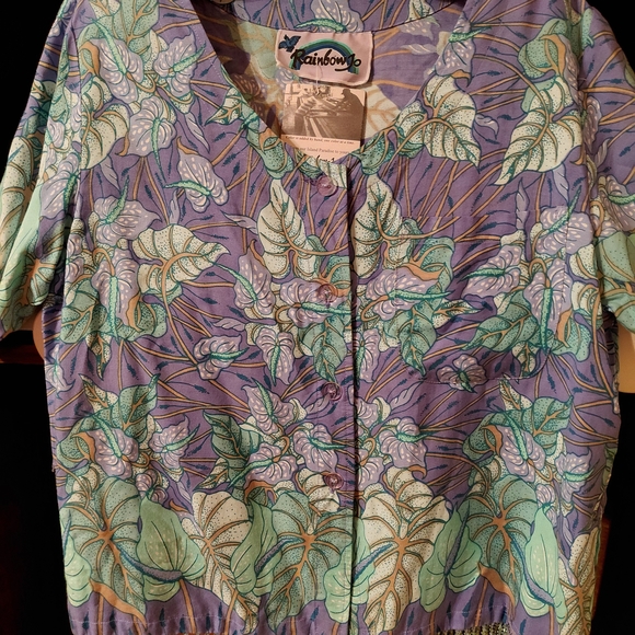 Rainbow Jo NWT Beaded Tropical Leaf Pattern Top - Picture 1 of 4